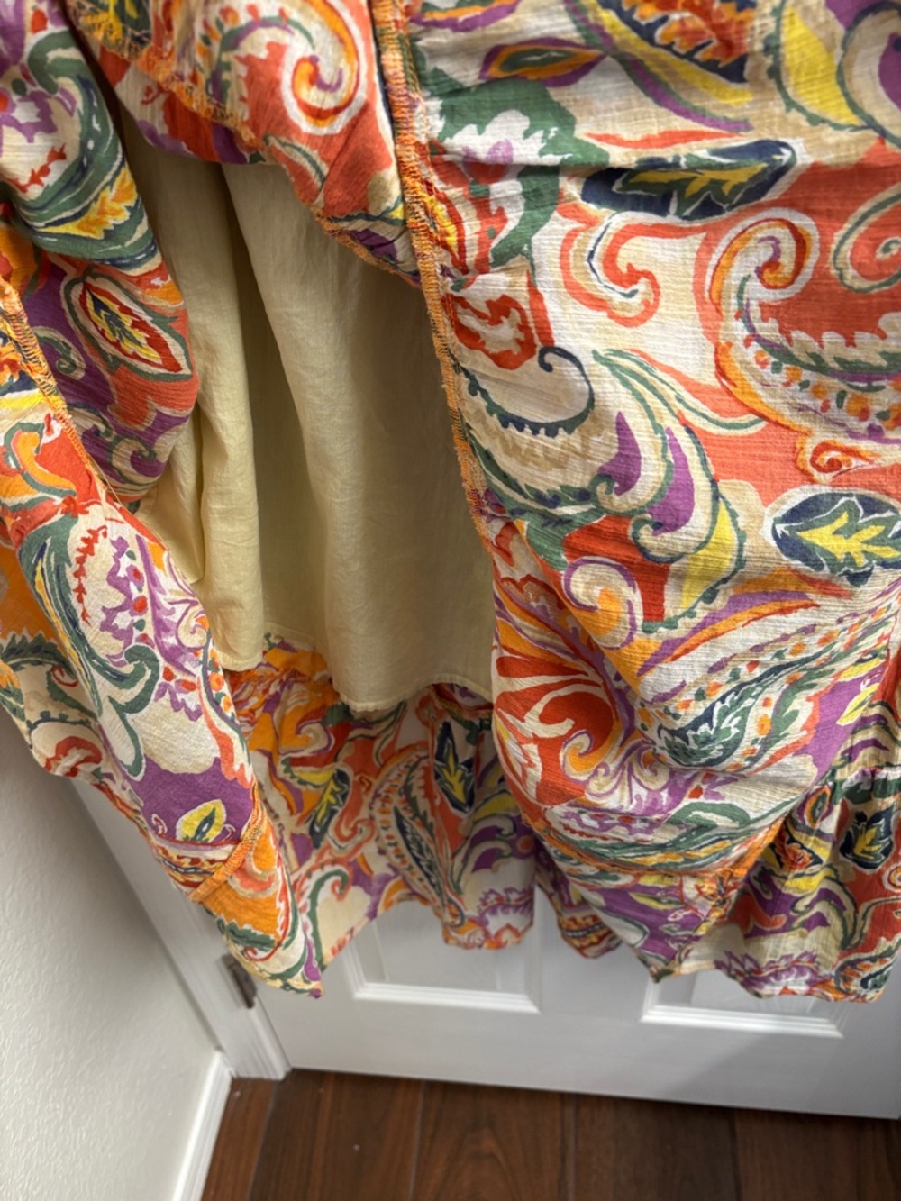 Women's CHAPS Paisley Tiered Midi Cotton BOHO Skirt - Multicolor - Picture 2 of 11